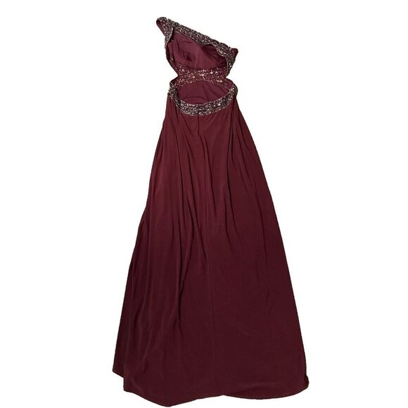 Dave & Johnny Womens burgundy red Beaded sequens Backless Prom Maxi Dress 5/6- H - Picture 7 of 8